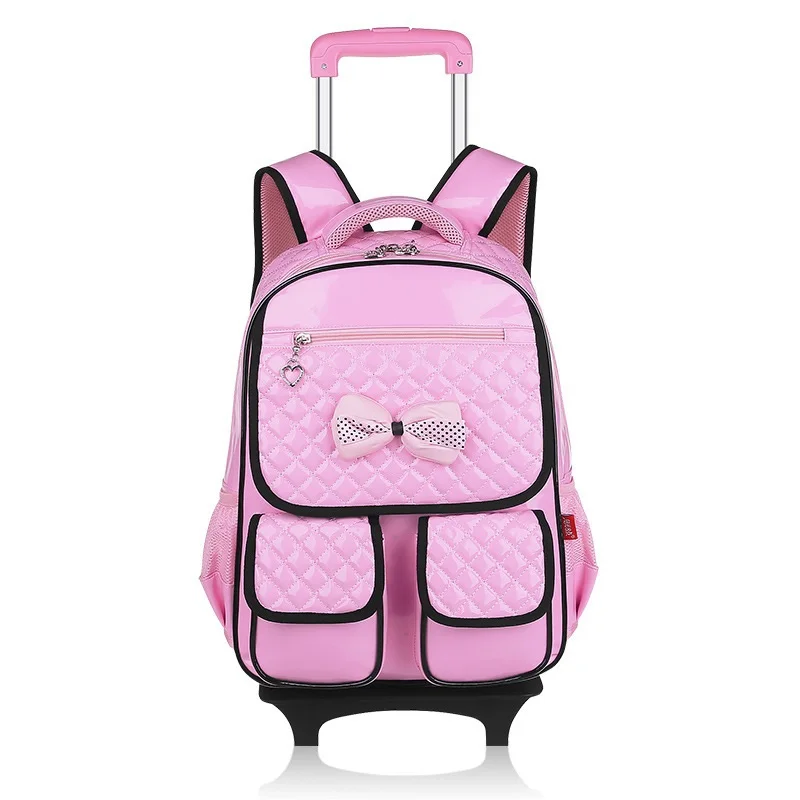 Buy Detachable PU leather kids backpack with wheele