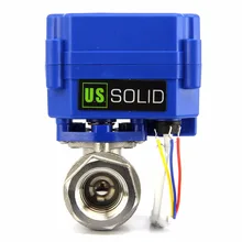 США твердый 1/" моторизованный шаровой кран из нержавеющей стали электрический шаровой кран 9-24 В DC/AC, 3 провода, NPT резьба