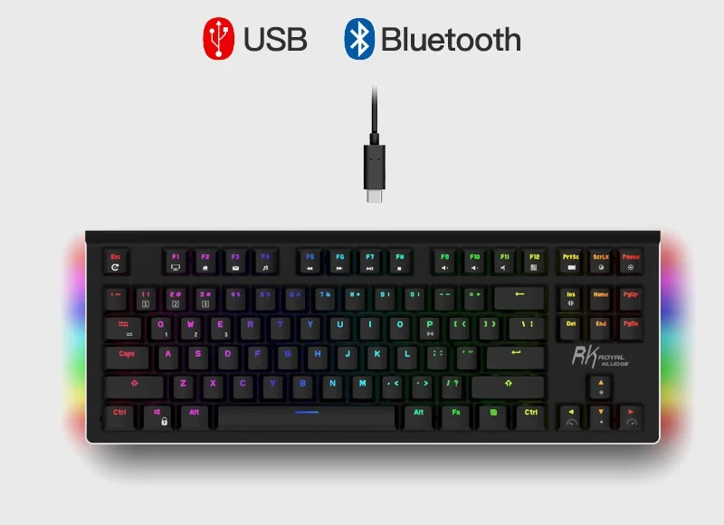 Royal Kludge RK G87 двойной режим Bluetooth беспроводной/USB Проводная RGB подсветка перезаряжаемая Механическая игровая клавиатура RK Axis