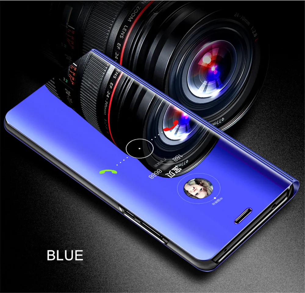 Умный зеркальный флип-чехол для телефона Huawei P20 Pro P8 P9 Lite чехол для Mate 10 20 Y6 Prime Y7 Y9 Nova 3 3i 3E