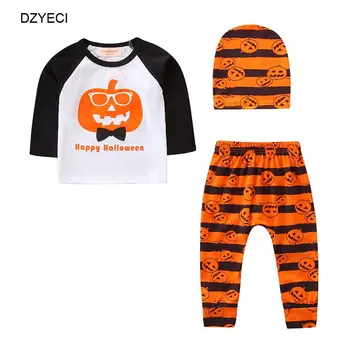 

DZYECI My Fitst Halloween Costume For Todder Infant Set Pumpkin Raglan Outfits Baby Boy Girl Boutique Tracksuit Kid Suit Cloth