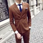 High quality Brown Jacket Pants Vest / Mens Suits Formal Men Suit Set Men Wedding Suits Groom Prom Tuxedos Blazers 3 Pieces Sets