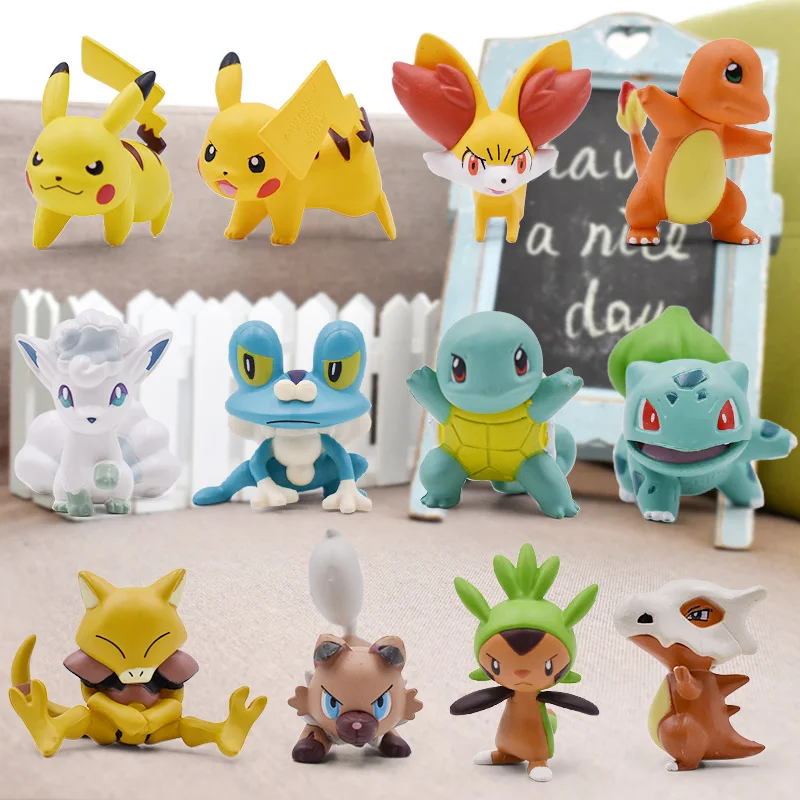 

3cm Pikachu Bulbasaur Charmander Squirtle Froakie Chespin Fennekin Cubone Alola Vulpix Rockruff Anime Action Figure Doll Toys