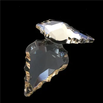 

76*50mm 50pcs Cognac Fanshion Crystal Maple Leaf Glass Chandelier For Wedding Party Decoration Free Shipping