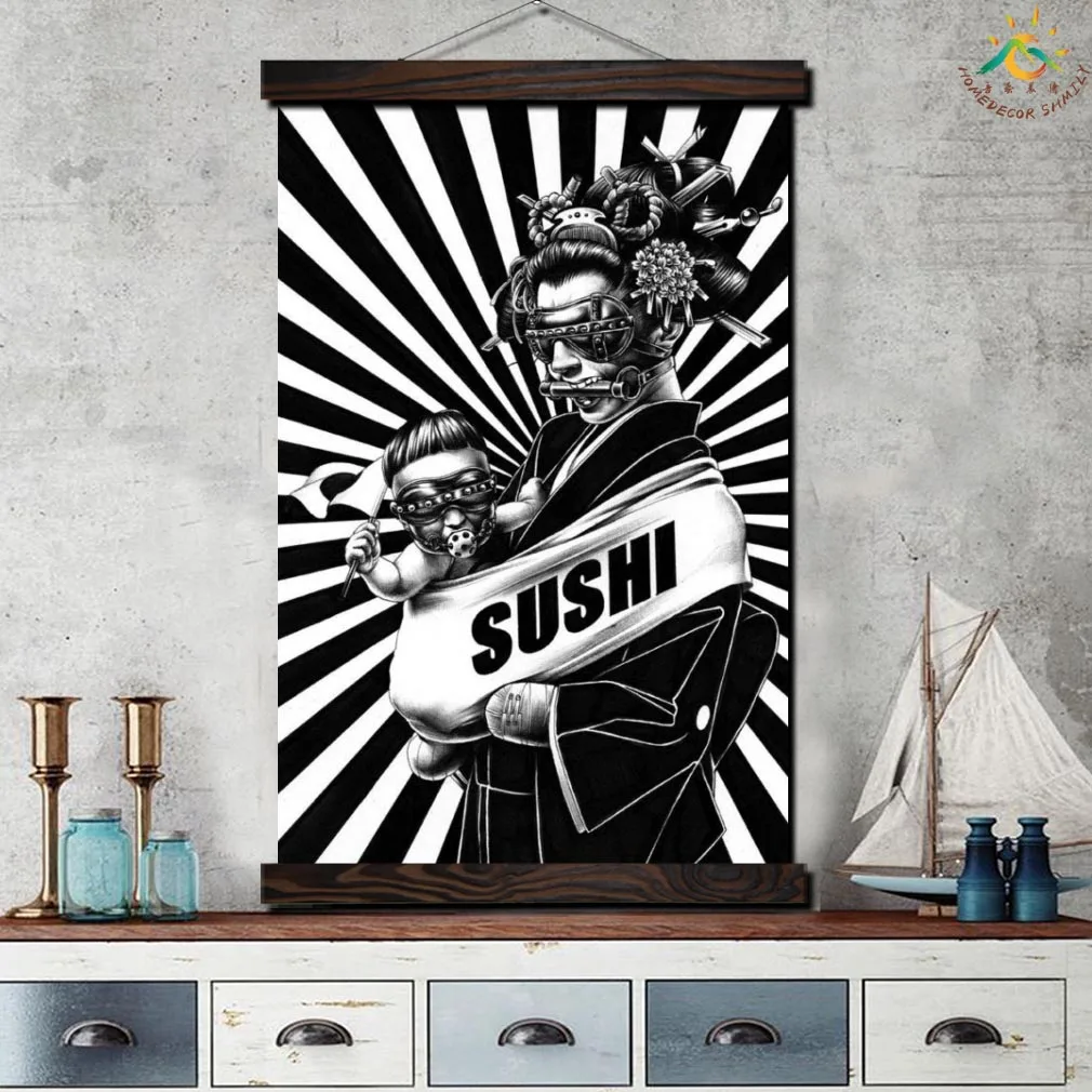 Японская Домохозяйка и Сын Современные Wall Art Принт Поп-Арт Картина И Плакат Кадр Прокрутки Лучший!