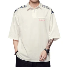 Летняя мужская рубашка поло, высокое качество, брендовая мужская повседневная хлопковая рубашка поло, мужские свободные Топы И Футболки с принтом, M-5XL