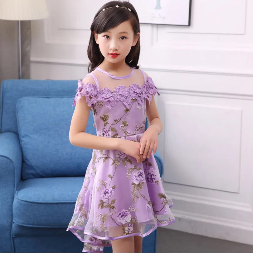 Летнее платье для девочек стекло YarnDress свадебного костюма ласточкиным хвостом