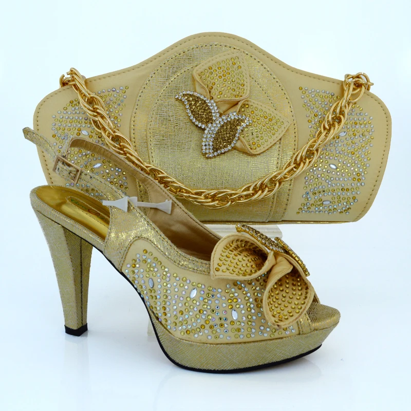 2016 High quality Nigeria Wedding shoes Italian shoes and bags set to match Free shipping MM1015