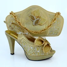 2016 High quality Nigeria Wedding shoes Italian shoes and bags set to match Free shipping MM1015