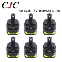 6x Eleoption P108 18V 4000mAh Li Ion Battery For Ryobi RB18L40 P300 P400 Rechargeable Power Tool
