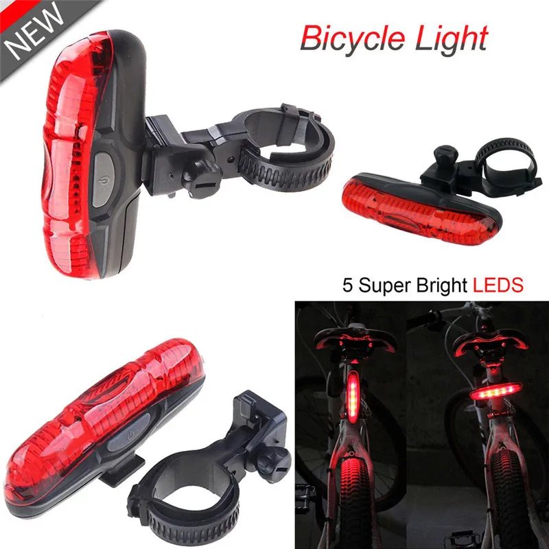 

5 LED Super Bright LED Waterproof Cycling Bike Bicycle Red Rear Back Tail Light Taillight Safety Warning Caution 2019 Hot Sell
