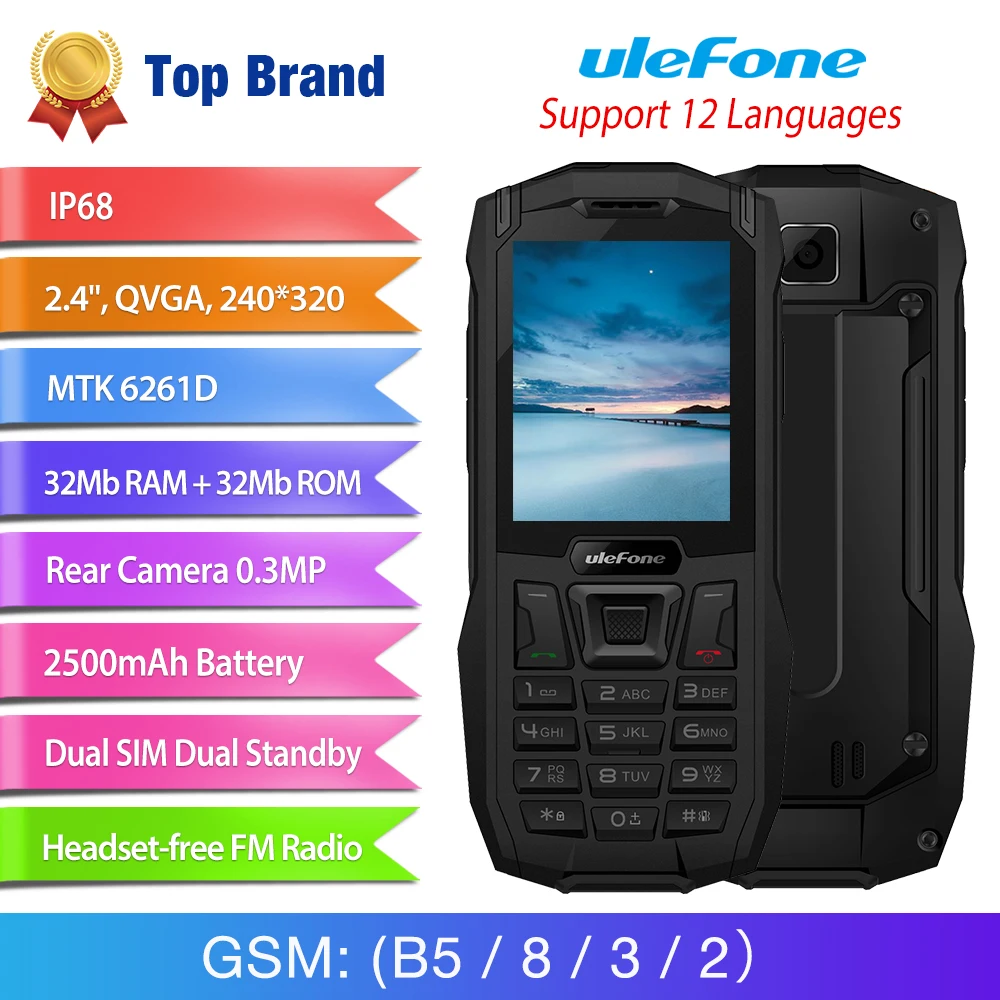 Ulefone Armor Mini IP68 водонепроницаемый мобильный телефон 2 4 &quotMTK6261D фонарик