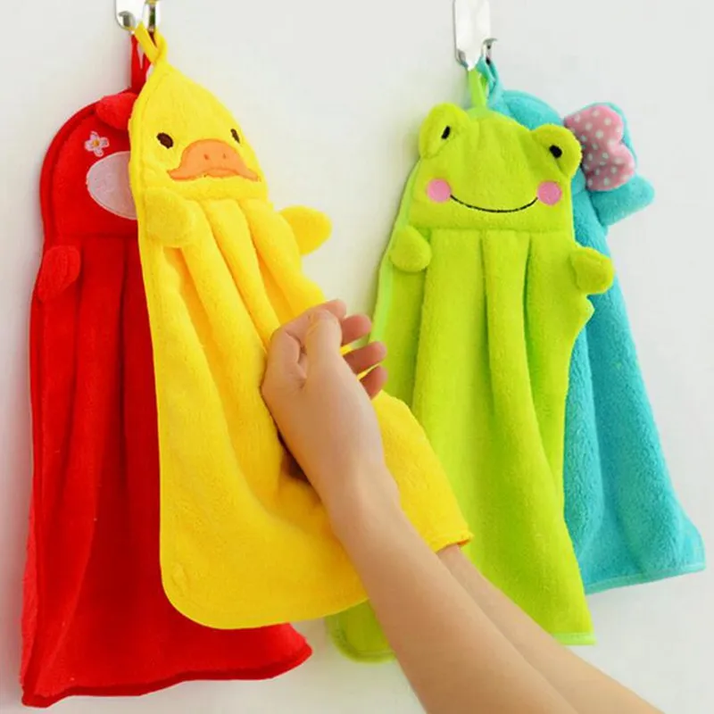 

Eco-friendly Candy Colors Soft Coral Velvet Cartoon Animal Towel Can Be Hung Kitchen Used Random Colors