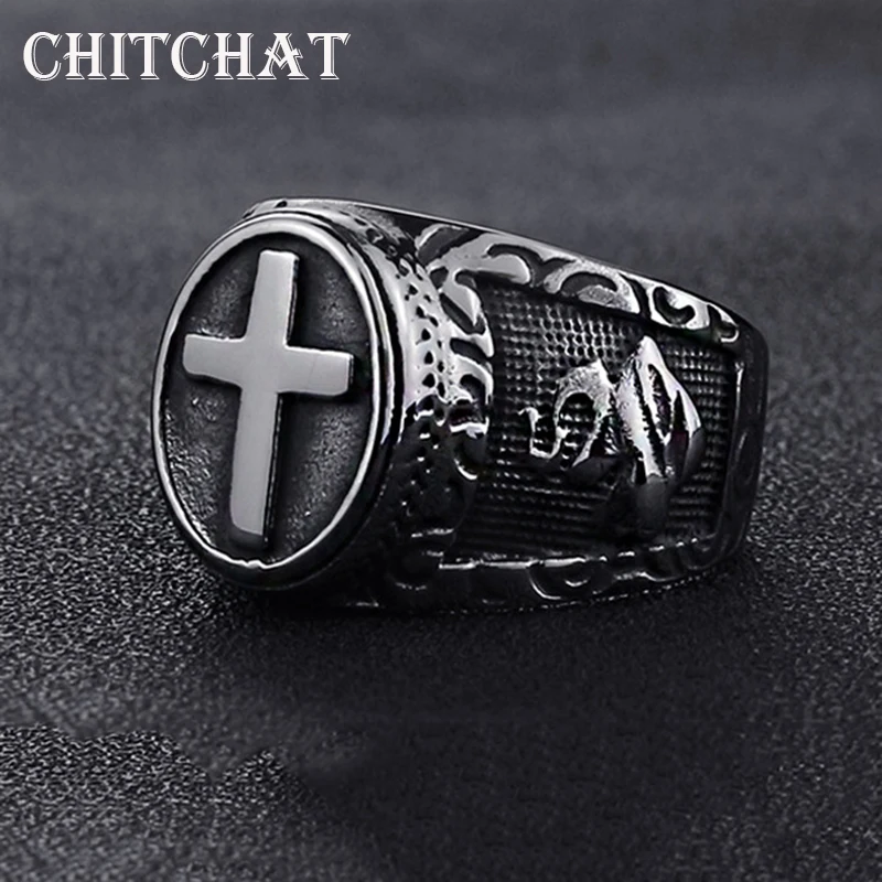 Титановая сталь крест красный щит мужское кольцо Тамплиер крестовый поход крест кольцо средневековая печатка Ретро винтажный панк кольца на палец