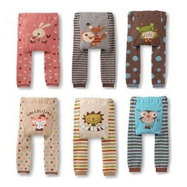 

Baby Pants Children Girls PP Knitted Cotton Infant Toddler Newborn Cartoon Striped Cute Long Tight Pants For 6-36m 6 Colors