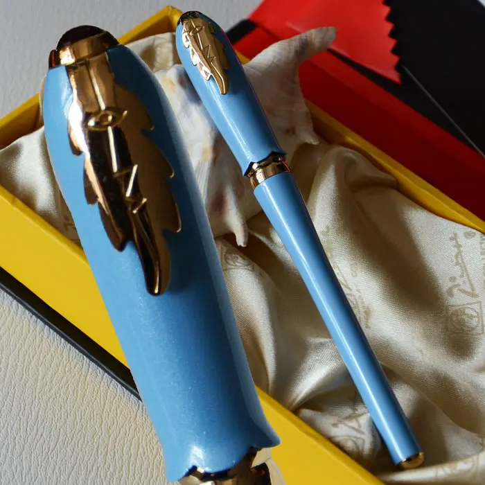 

PICASSO 986 EXECUTIVE LIGHT BLUE AND GOLDEN ROLLER BALL PEN LEAF with original box