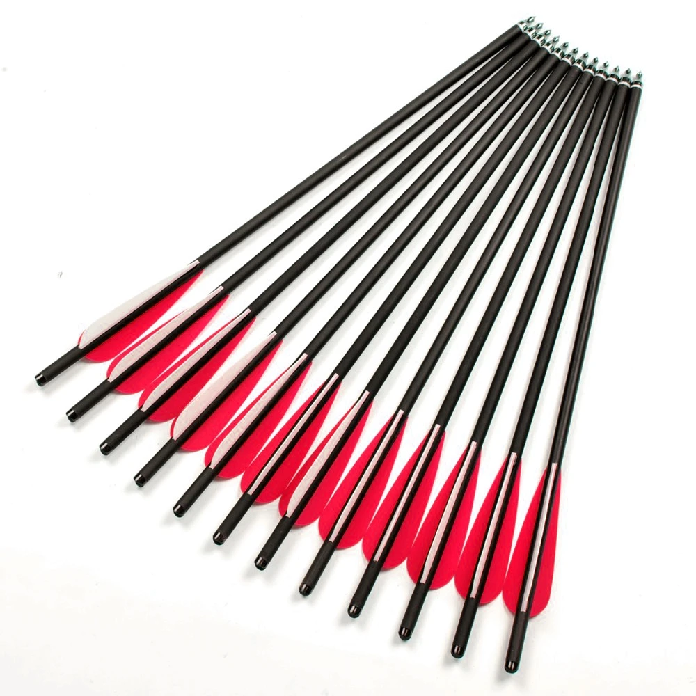 Palhetas de Seta de Besta Parafuso de Alumínio Flechas para Besta Flecha de Alumínio Lote Vermelho 20 & 22 Polegadas 12 Pçs - 2 22 polegadas flechas para besta, flecha De Alumínio