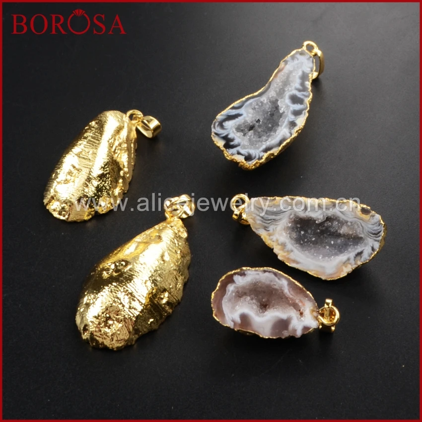 BOROSA Druzy свободной формы половина натуральный оникс кулон agates Geode подвеска в