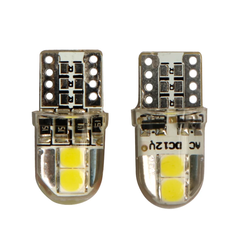 100pcs AC/DC 12V T10 Silicone 4 smd 3030 Led Non polar 168 194 car interior instrument lights Door Reading License Plate Lamp