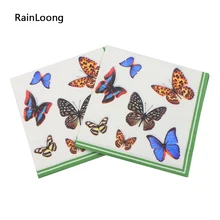[Rainloong] салфетка с бабочкой вечерние насекомых ткань с принтом салфетка питания украшения Бумага 33 см* 33 см 1 упак./лот