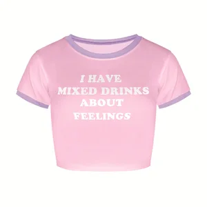 Лидер продаж 2019, хит продаж, сексуальный укороченный топ с u-образным вырезом, женская футболка с коротким рукавом, базовая футболка - изображение