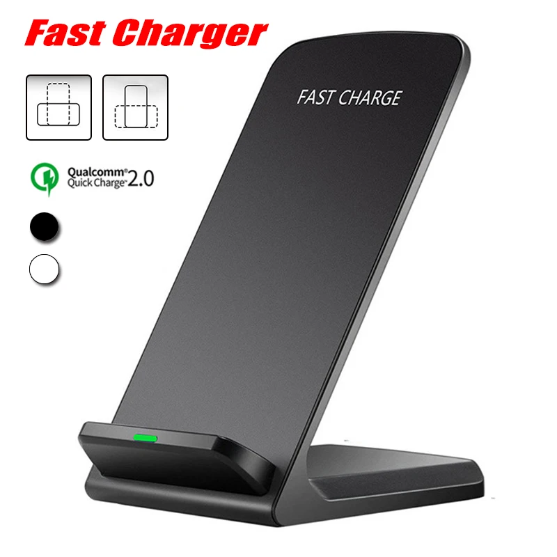 

20 PCS Wholesale Qi Wireless Charger For iPhone XS Max XR X Fast Wireless Charging Samsung S6 S7 S8 Stand 5V/2A & 9V/1.67A