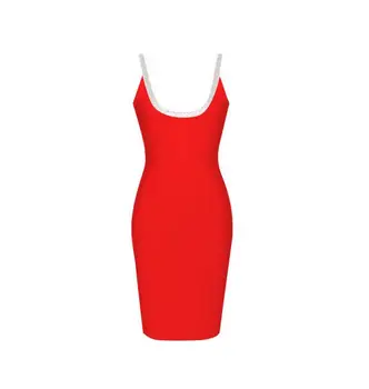 

Red and White Color Ladies HL Bandage Dress O-Neck Sexy Bodycon Mini Dress Club Night Dress Wholesale