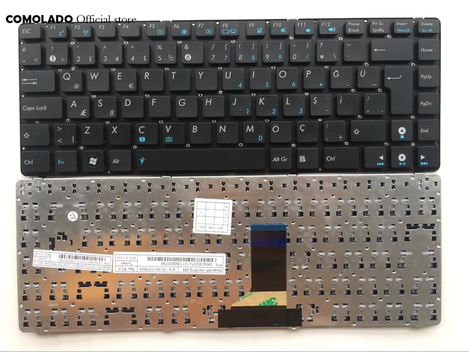 

TR Turkish keyboard For ASUS U36 U36SD U36SG U40SD U41J U41JF U41SV K42 K43 UL30 series Black without frame keyboard TR Layout