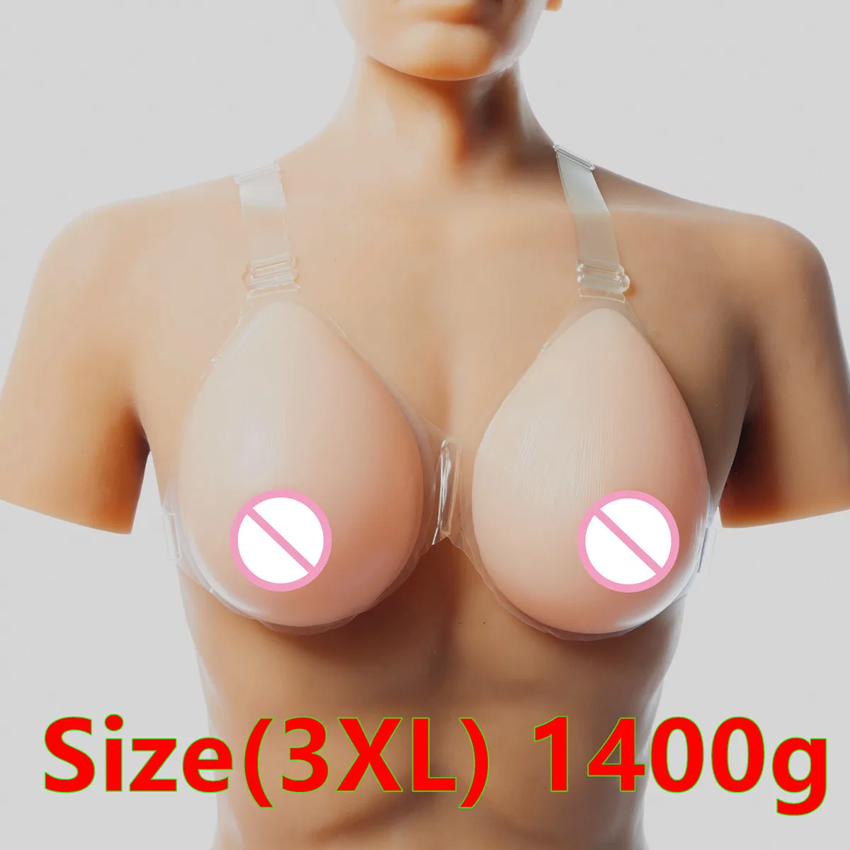 

1400g/pair Strap On Silicone Breast Form Artificial Breast Boobs Falses Breast Men Shemale Breast