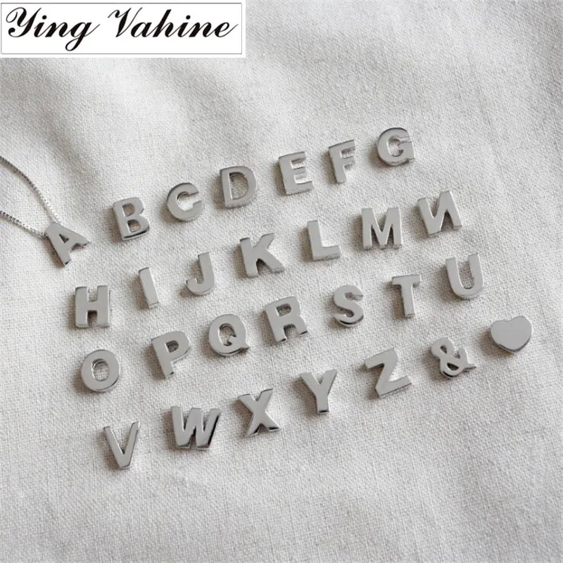 

ying Vahine 100% 925 Sterling Silver Heart Shaped and Symbols Necklace Women 26pcs English Alphabet Letters Necklaces for Women