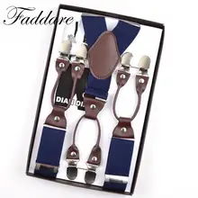 Модные мужские винтажные повседневные подтяжки из кожаного сплава с 6 клипсами в западном стиле