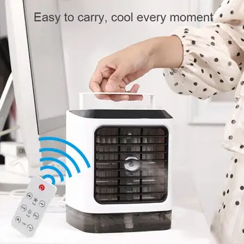 

Portable Air Conditioner Personal Space Cooler Humidifier Moist Low Noise Purifies Air LED Light Evaporative Small Desk Fan