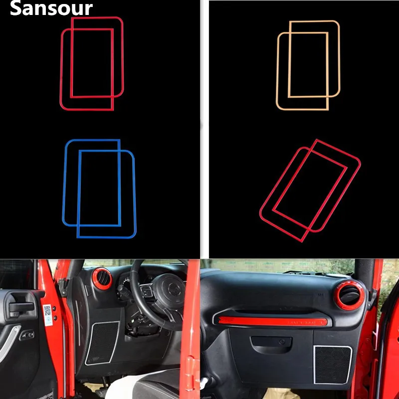 Лучший Sansour салона Алюминий сплав Интимные аксессуары для Jeep Wrangler 2008 2015 спереди звук Динамик крышку коробки отделкой Рамки 2 шт.