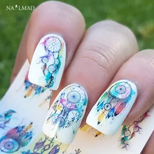 12 листов/упаковка Ловец снов Водные Наклейки для ногтей перо Дизайн ногтей водяные наклейки для ногтей переводная наклейка водная горка