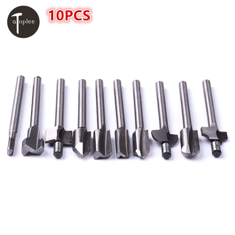 

10PCS Router Drill Bit Cutters 1/8" 3mm Shank Wood Carving HSS Tipped Woodworking Milling Cutter Trimming Knife Bits