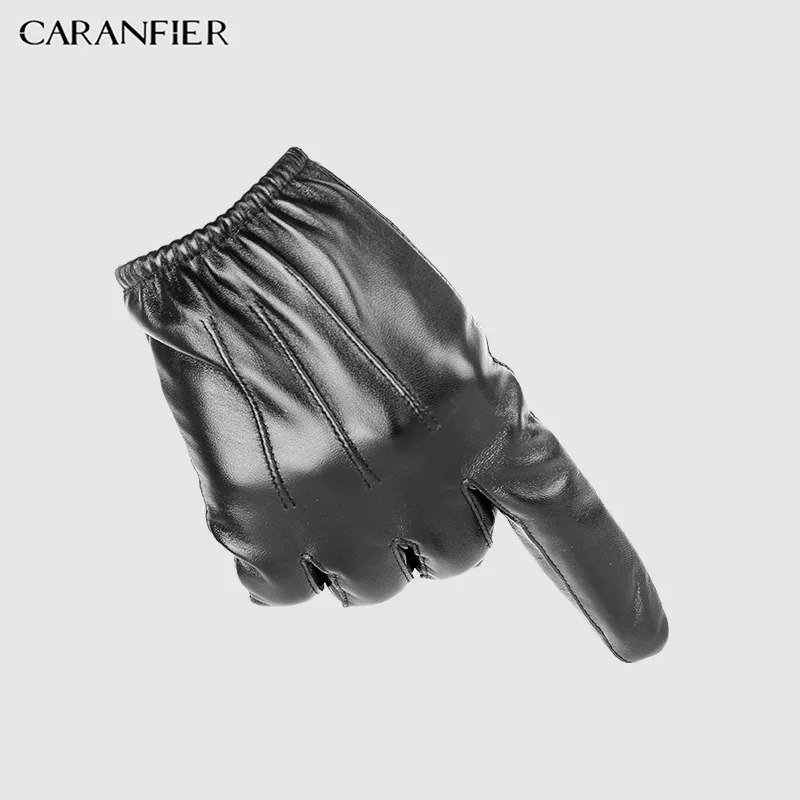 Мужские перчатки из натуральной кожи CARANFIER тонкие зимние овчины для езды на