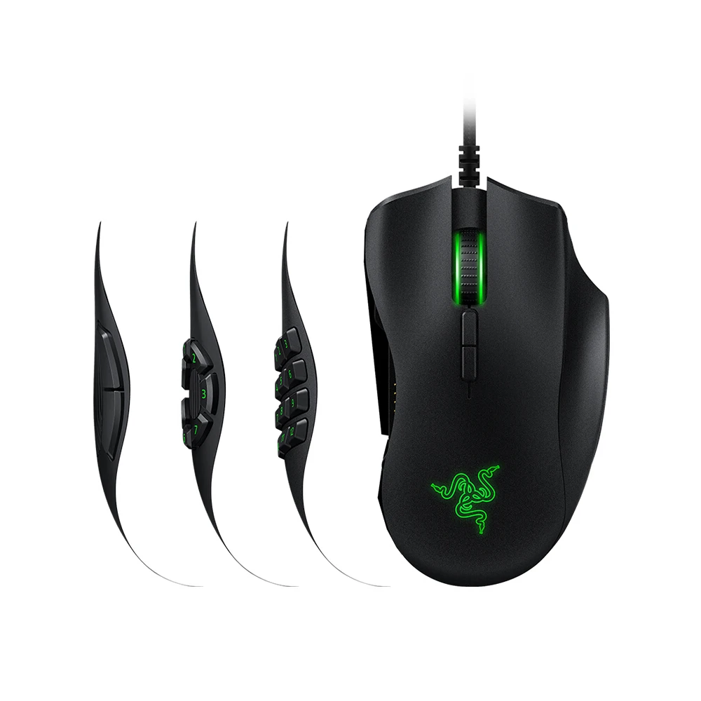 Razer Naga Gaming Mouse Wired Mice 16000 DPI Optical Sensor Chroma RGB Lighting Replaceable Side Pl