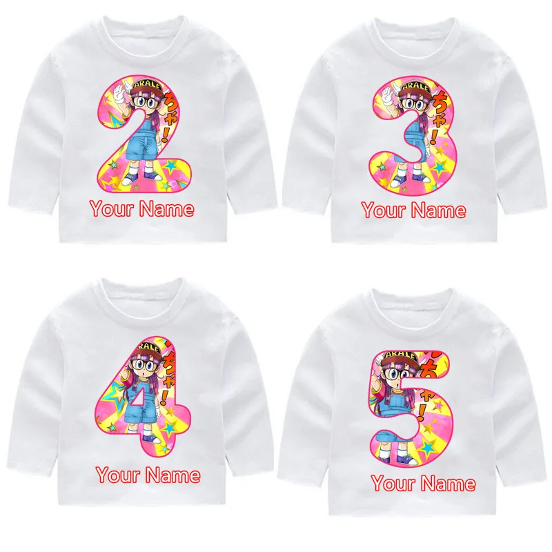 

Dragon Ball Z Arale Boys\Girls Print Birthday Number Long Sleeve T-shirts KId's Fall Long Sleeve Tops Baby Girl Harajuku Clothes