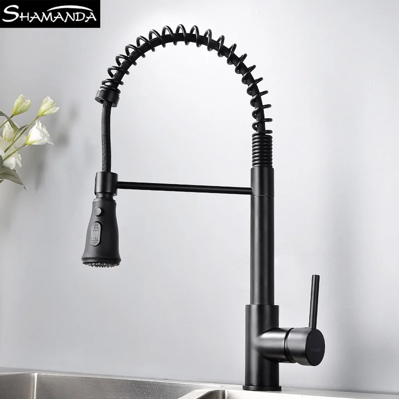 New Design Free Shipping Brass Chrome Pull Up&Down Spring Kitchen Faucet 2 Ways Water Sink Mixer Tap