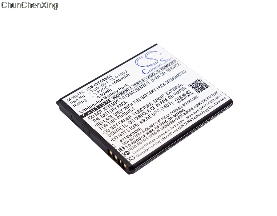 Аккумулятор Cameron Sino 1600 мАч TLi018D1 TLi018D2 для Alcatel One Touch Link Y858 Y858V|Цифровые аккумуляторы|