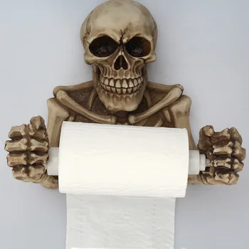 

Spooky Skull Toilet Paper Holder Resin Gothic Skeleton Figurine Statue Home Scary Halloween Decor Sculptures - 195*130*180mm