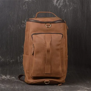 

New Fashion Men's Shoulder Bag Leather Travel Mountaineering Backpack Large-capacity Shoulder Diagonal Luggage Bag