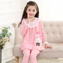 Весна осень детские пижамы с длинными рукавами из хлопка для девочек qiu семье и детей в костюм детей