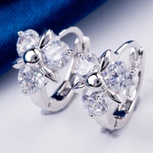 Yunkingdom модный прозрачный кристалл cz маленькие серьги-кольца для женщин белого золота цвет цветок ювелирные изделия X0215