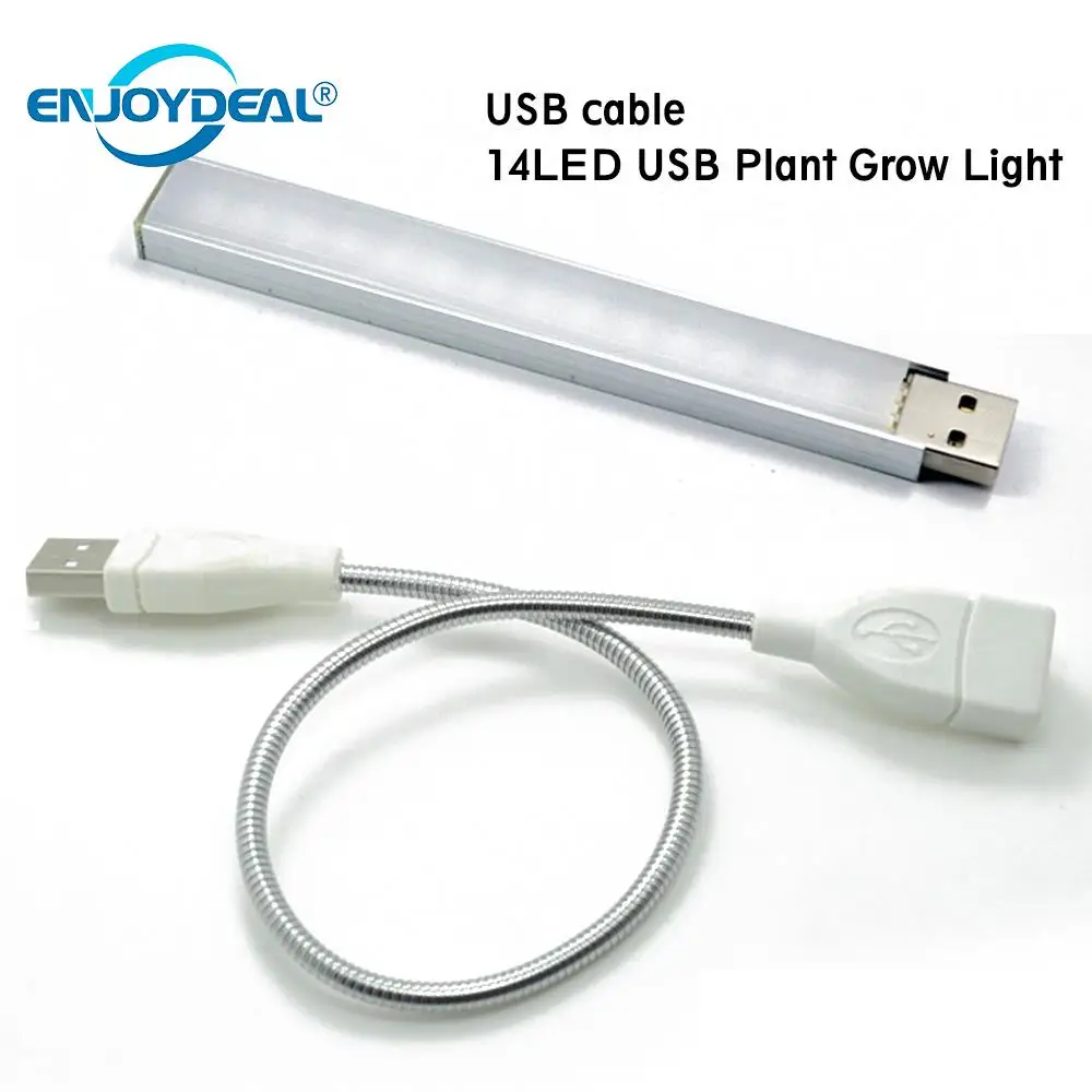 Алюминиевый сплав 14 LED USB лампа для выращивания растений 5V 2 5 W портативная