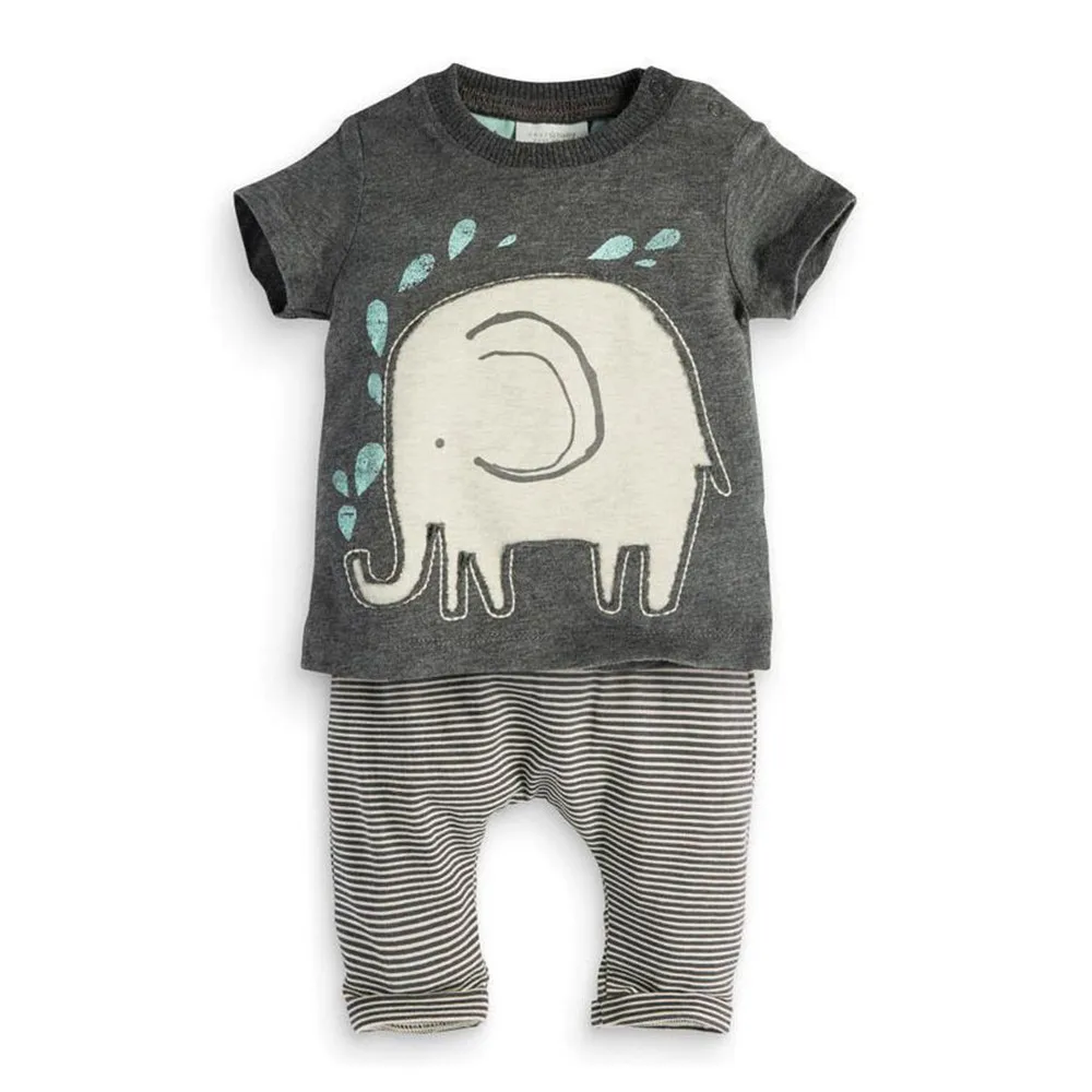 Summer Infant Boys Baby Clothes Outfits Cotton Animal Elephant Suit