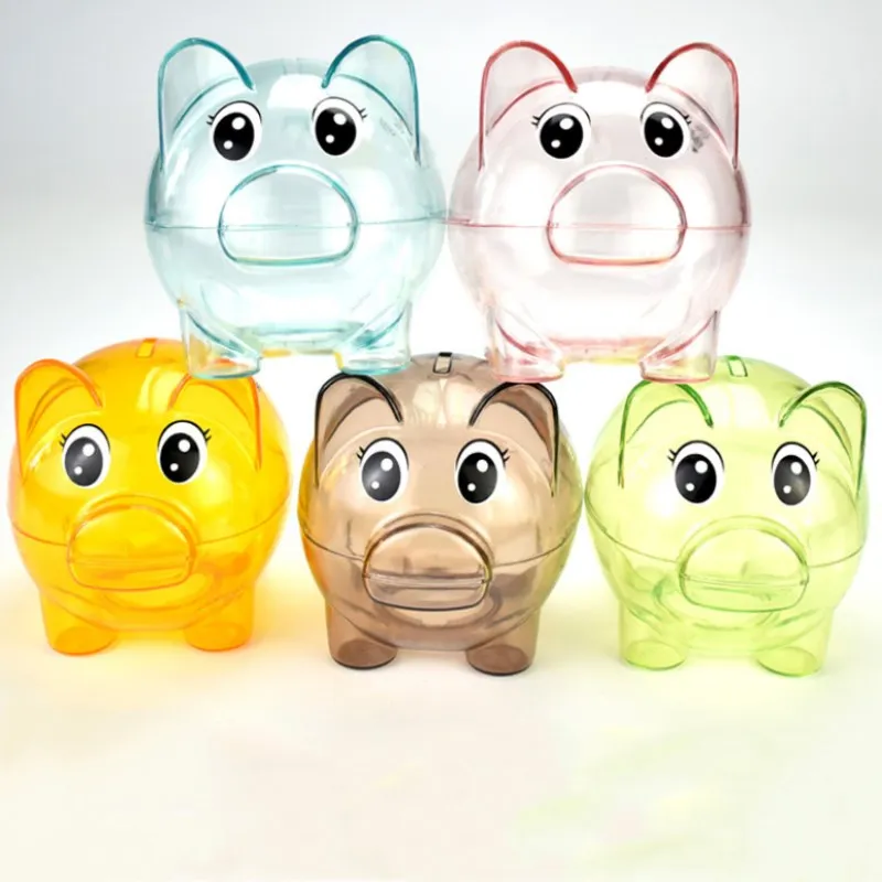 

New Transparent Plastic Money Saving Box Case Coins Piggy Bank Cartoon Bear Shaped Home Decoration Children's Birthday Present