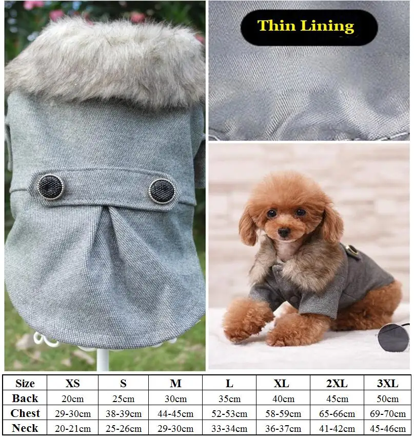 Теплая зимняя одежда для собак Одежда для домашних животных для маленьких собак французская одежда для бульдога флисовые куртки для собак - Цвет: Gray  Thin
