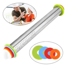 17 дюймов Регулируемая Скалка из нержавеющей стали с тестом мат тесто ролик с 4 съемными регулируемыми толстыми кольцами