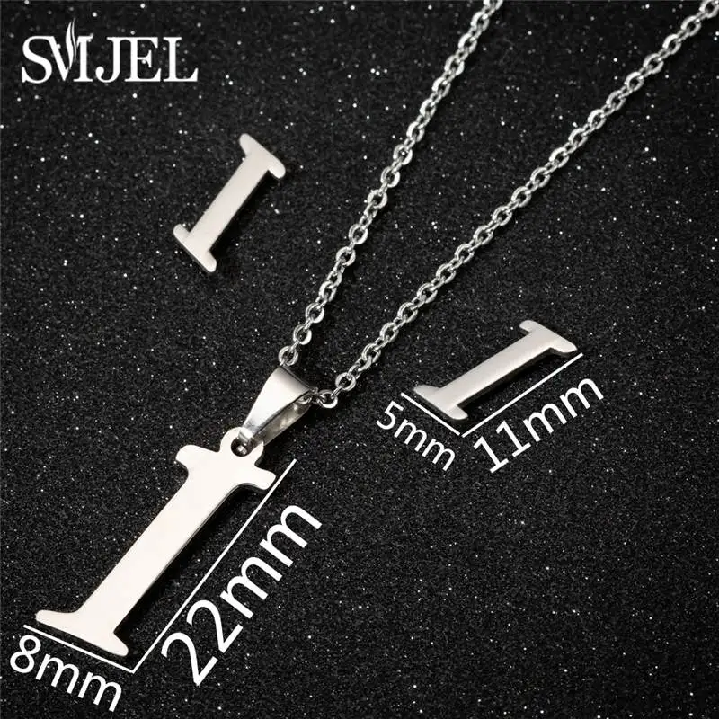 SMJEL персонализированные A-Z Алфавит ожерелье s набор из нержавеющей стали 26 букв начальный Шарм ожерелье для женщин ювелирные изделия - Окраска металла: I
